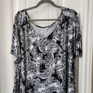 Cato B&W Paisley Top